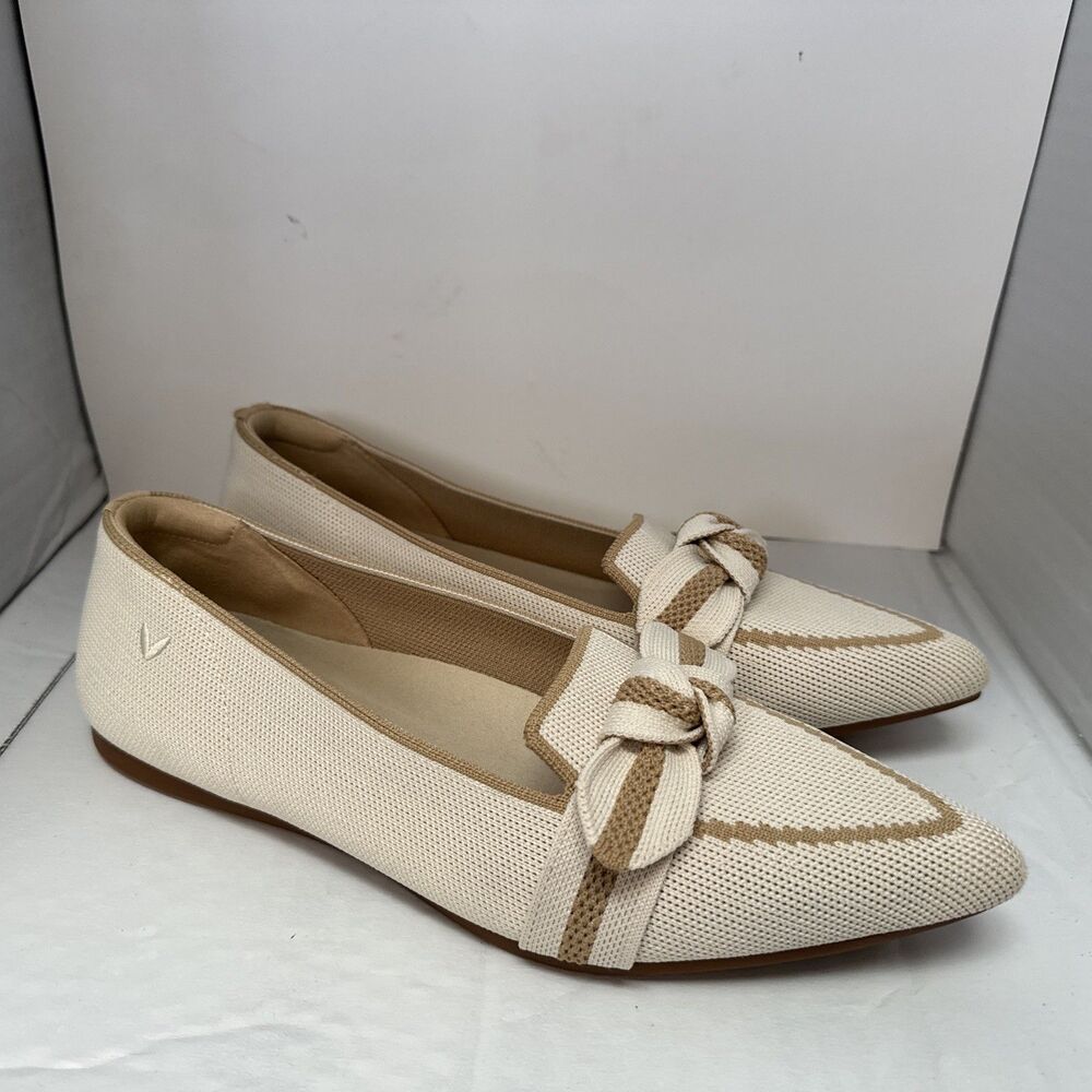 VIVAIA Michelle 2.0 Pointed Toe Bow Loafers Women EU 40 / US 9 Ivory Nude
